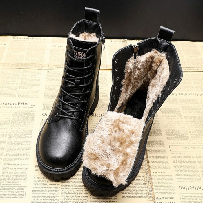 Ageeth™ | High Quality Black Leather Winter Boots