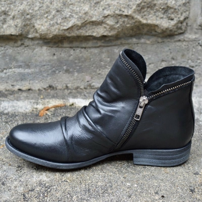 Valerie™ | Leather Boots with Zipper