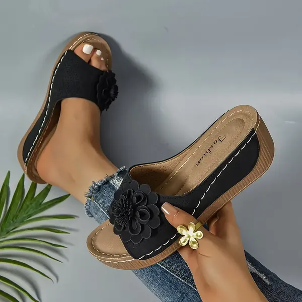 🚶‍♀️💥Hottest today 70% OFF💥 Comfortable non-slip solid color open-toe wedge sandals for women