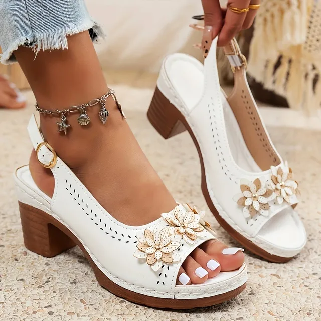 🔥Last Day Deal 70% OFF🔥Women's Floral Wedge Sandals With Golden Accents - Arch Support