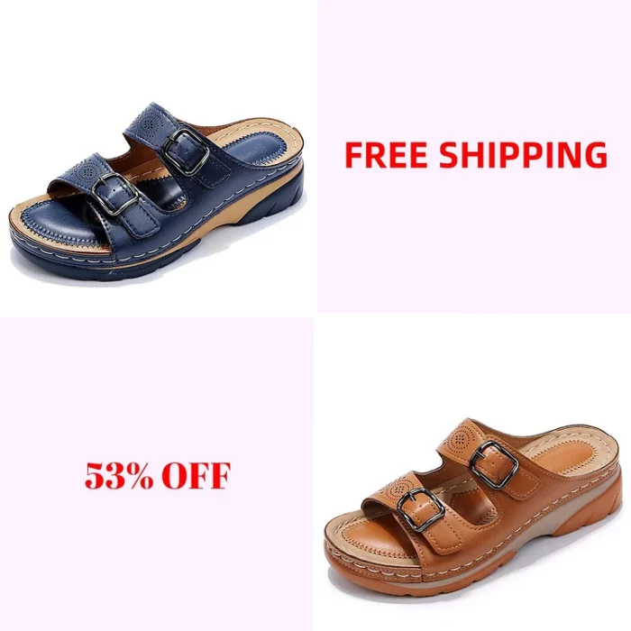 LAST DAY 50% OFF-Breathable Orthopedic Adjustable Ladies Leather Sandals