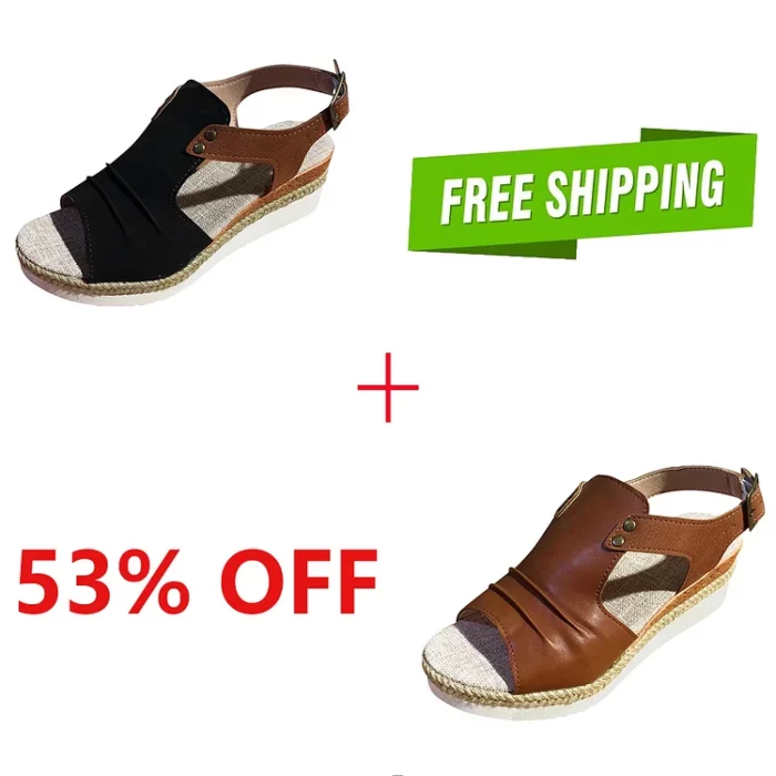 LAST DAY 50% OFF-2025 Womens Open Toe Ankle Strap Platform Orthopedic Wedge Sandals