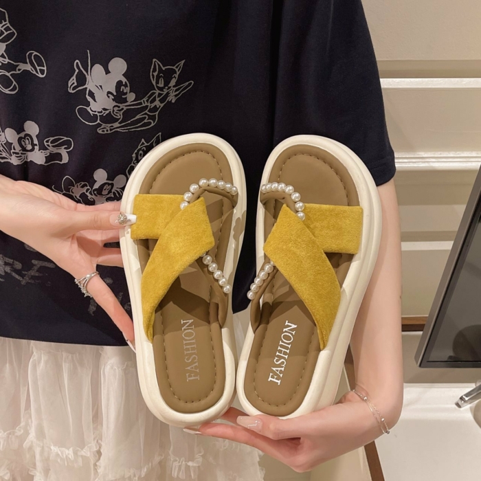 ☀️ Summer Platform Slides ☁️ Chic Thick Bottom & Single Strap ✨ Perfect with Beach Skirts! 👗 🆕 2025 Style 🚺🛍️