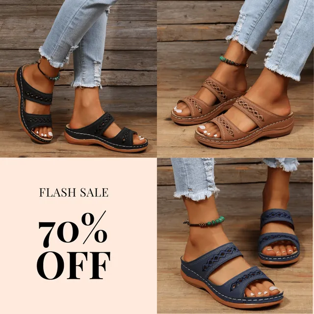 📢🔥 Last Day Promotion 70% OFF🔥Women's Premium PU Cover Slip-On Sandals