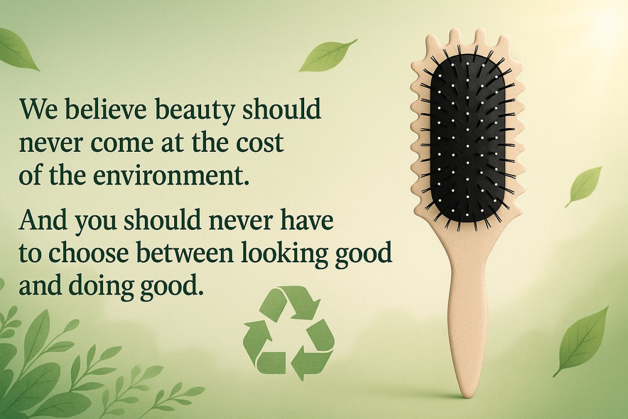 Close-up of shiny, frizz-free shoulder-length curls, demonstrating the lasting, healthy beauty achieved with the recycled plastic hairbrush.